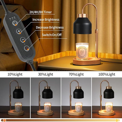 MEIXISUE Candle Warmer Lamp with Dimmer and Timer,Home Decor Lamp for Scented Jar,Electric Wax Melt Warmer,Mother's Day/Birthday for Mom/Wife,Adjustable Height,with 2 Bulbs