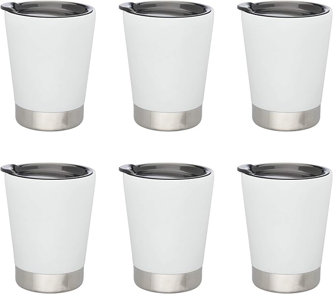 DISCOUNT PROMOS 12 oz. Itsy Vacuum Insulated Travel Mugs - 6 Pack - White
