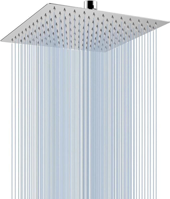Voolan Rain Shower head, High Pressure Shower Head Made of 304 Stainless Steel, Relaxed Shower Experience Even at Low Water Flow and Pressure (10" Chrome)
