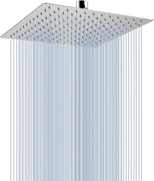 Voolan Rain Shower head, High Pressure Shower Head Made of 304 Stainless Steel, Relaxed Shower Experience Even at Low Water Flow and Pressure (10" Chrome)