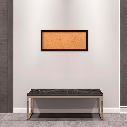 Amanti Art Natural Cork Board for Wall, 14x32 Vision Board with Brown Wood Frame, Medium Corkboard Office Decor for Home Organization, Rustic Farmhouse Corkboard Pinboard to display items for home