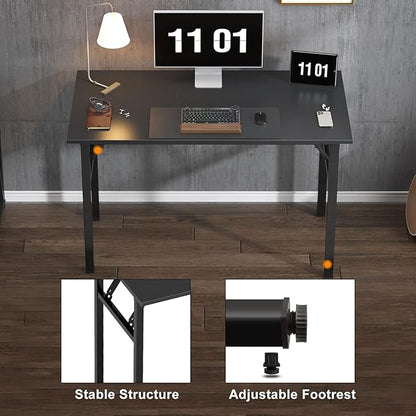 Need Folding Desk, 47 inch Large Computer Desk for Home Office, No Install Needed Study Student Writing Table Desk Workstation, Retro Black