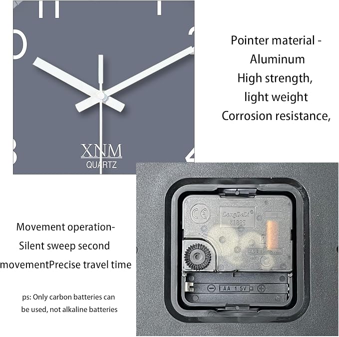 XNM Small Grey Minimalist Wall Clocks Battery Operated 8 Inch Classic Analog Clock for Living Room Kitchen Office Bedroom Modern Wall Clock Silent Non Ticking