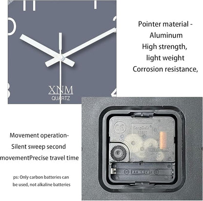 XNM 12 Inch Grey Modern Minimalist Wall Clocks Battery Operated Silent Non Ticking Classic Analog Clock for Living Room Bedroom Decor