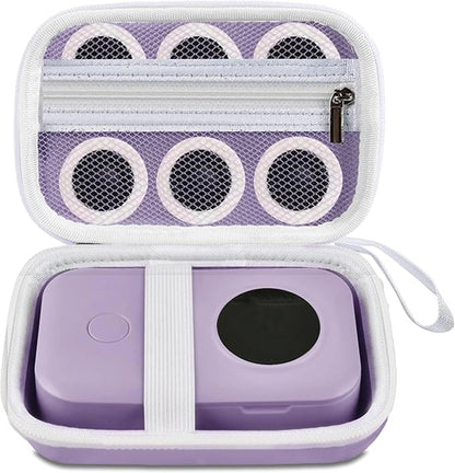 TUGUAI Label Maker Case Compatible with Phomemo D30 NiiMbot D11 D110 SUPVAN E10 Label Printer, Hard Carrying Container Storage Holder Organizer for Tape Roll, Charging Cable (Purple Box Only)