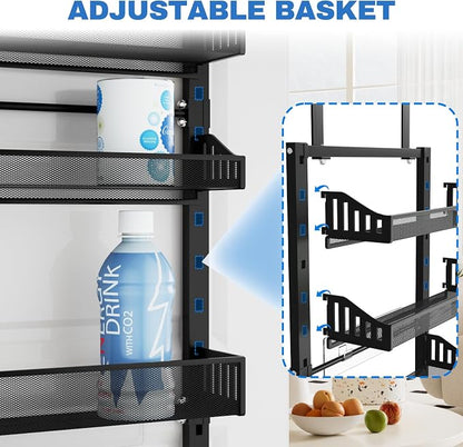 coobest 8-Tier Over the door Spice Rack Organizer, Large Heavy Duty Metal Wall Mount or Over The Door, 2 in 1 Rust-Proof Hanging Storage Shelf for Kitchen Pantry, Bathroom, Laundry Room, Closet