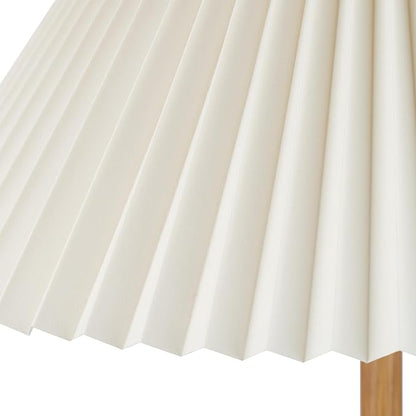 Globe Electric 61000053 62" Floor Lamp, Wood-Toned Finish, Pleated Fabric Shade, Pull Chain Switch, Reading Light, E26 Base, Modern Classic Lighting for Living Rooms and Bedrooms