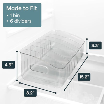 YouCopia FreezeUp Freezer Bin 15", BPA-Free Clear Fridge Organizer with Adjustable Dividers and Handles for Frozen Food and Leftovers