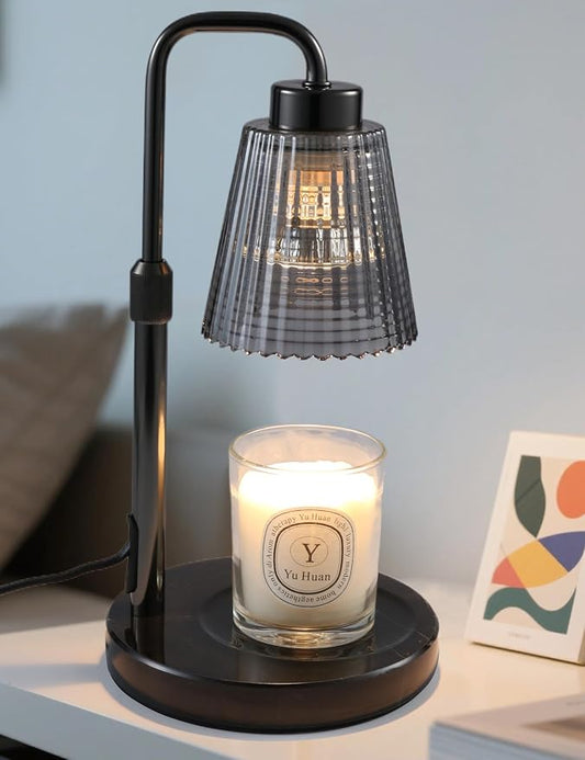 GODONLIF Candle Warmer Lamp with Timer Dimmable, Birthday Gifts for Women Mom, House Warming Gifts New Home Decor, Wax Melt Warmer for Jar Candles with 2 Bulbs, Black Marble Base