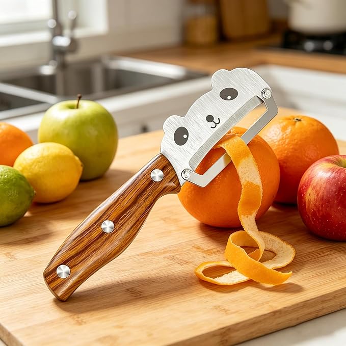Cute Panda Vegetable Peeler, Sharp Stainless Steel Fruit Peeler with Ergonomic PP Handle, Potato Peeler for Apple, Carrot, Cucumber, Funny Kitchen Gadget for Home Cooking