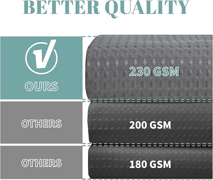 Grey No Hook Waffle Weave Shower Curtain with snap-in Liner Replacement, 230GSM Waterproof Fabric Hotel Shower Curtain Set for Bathroom, Through Mesh Top Window,36Wx74H