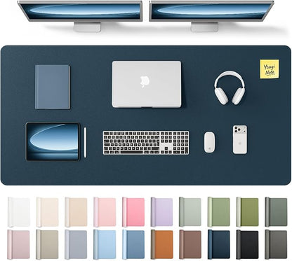 YSAGi Leather Desk Pad Protector, Office Desk Mat, Large Mouse Pad, Non-Slip PU Leather Desk Blotter, Laptop Desk Pad, Waterproof Desk Writing Pad for Office and Home (Dark Blue,55" x 24")