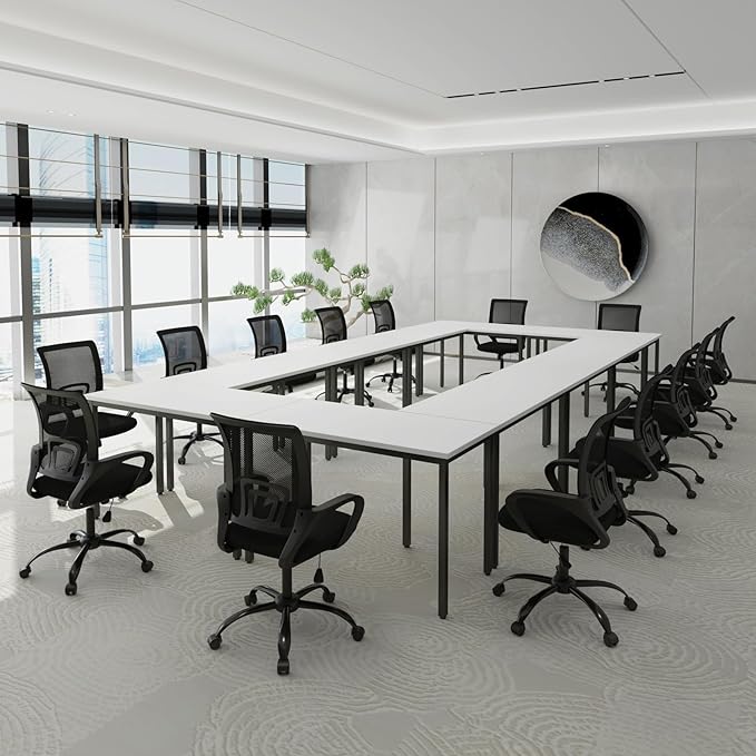 Bonzy Home Ergonomic Conference Room Chairs Set of 8, Rolling Office Chairs with Wheels, Mesh Computer Desk Chair with 360°Swivel, Height Adjustable, 8 PCS