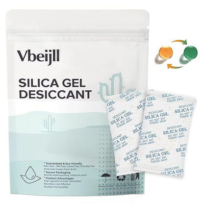 5 Gram (20 Pack) Color-Indicating Silica Gel Packets, Premium Food Grade Desiccant - Rechargeable Moisture Absorbers for Food Storage, Electronics, 3D Filament & Safes