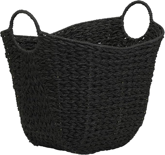 Household Essentials Paper Rope Basket with Handles, Natural Woven Woven Storage Basket, Great for Decoration or Organization