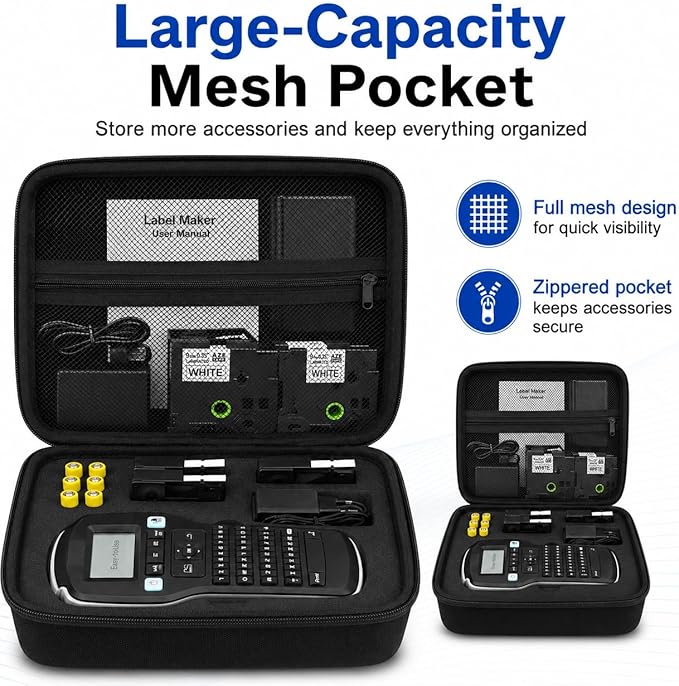 PAIYULE Case Compatible with DYMO Label Maker LabelManager 160/280 Portable Label Maker, Tag Printer Storage Organizer for AC Adapter, Tape Cartirdges and More Accessories(Box Only) Black