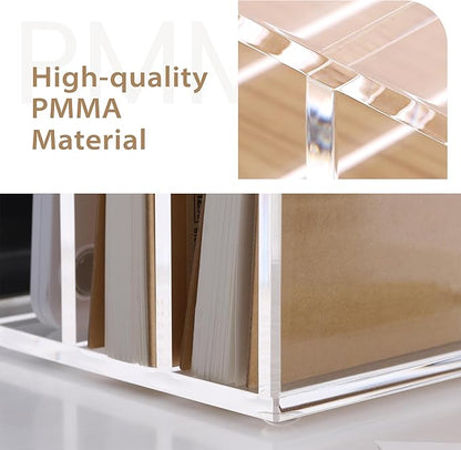 SANRUI Acrylic File Mail Desktop Organizer Sorters,3 Compartments Laddered Clear Desk Letter Organizer Office Document Sorter,Multifunction Envelope Folder Racks Holders for Office,Home, School