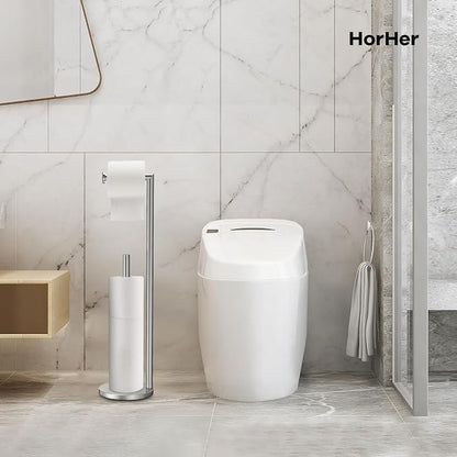 Toilet Paper Holder Stand, Toilet Paper Holder Free Standing, Toilet Paper Stand, Brushed Nickel Toilet Paper Holder with Storage, Rustproof Toilet Paper Holders for 4 Rolls (Brushed Nickel)