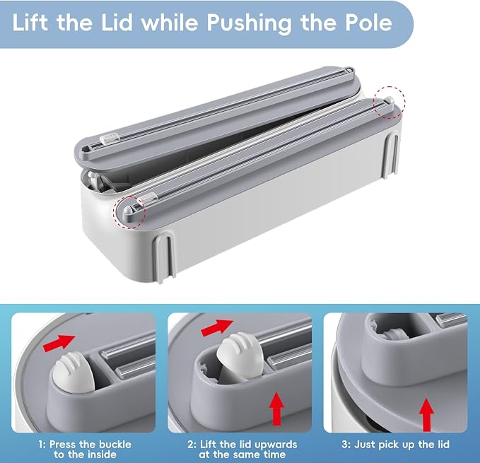 Magnetic Plastic Wrap Dispenser with Cutter,3 in 1 Aluminum Foil wrap Organizer,Upgrade Practical Refillable Cling Wrap Film Cutter，Wall Mount Kitchen Wrap Dispenser - Fits 12" Roll, White