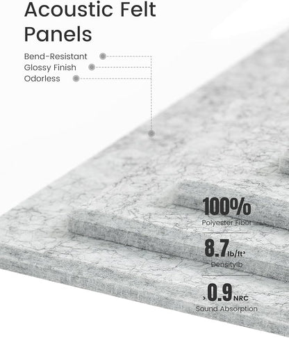 Fluxynara Felt Bulletin Board Tiles -28"x18" Cork Board Alternative for Office Decor, Push Pin Board Wall Organizer 6-Pack -Marble Gray