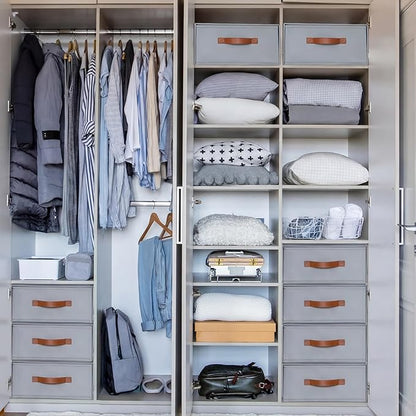 Windyun 4 in 1 Stackable Storage Drawers Closet Organizer with Dividers for Socks Underwear Bras Scarves Ties Large Dresser Organizer Bins Foldable Clothes Storage Boxes, 12 x 15 x 6 Inch(Gray)