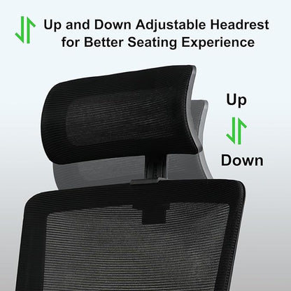 Ergonomic Office Chair,High Back Desk Chair with 3 Gear Tilting Backrest and Adjustable Headrest,400lbs Weight Capacity Integrated Metal Base with Swivel Wheels,Comfort Breathable Mesh