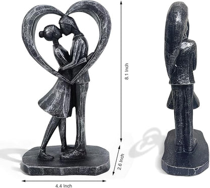 Wedding Anniversary Engagement Gifts for Couples,Room Decor Love Figurines,Black Resin Couple Heart Sculpture,Aesthetic Statue Knick Knacks for Bedroom, Living Room, Desk, Coffee Table