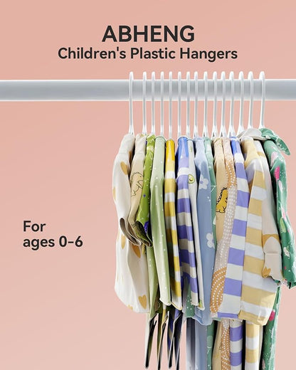 Plastic Baby Hangers, Pack of 60, Ultra Slim Closet Hangers, Non-Slip, Space-Saving, Sturdy, 11" W x 6.1" H (for Children Aged 0-6 Years), White, UAPY0660W