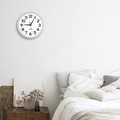 HIPPIH Wall Clock 2 Pack, 10 Inch Modern Wall Clocks Battery Operated, Non Ticking Silent Clock, Simple Small Analog Clocks for Living Room, Bedroom, School, Office Decor, Silver