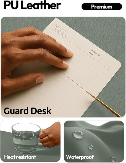 YSAGi Leather Desk Protector, Office Mat, Large Mouse Mat, Non-Slip PU Leather Blotter, Laptop Desk Mat, Waterproof Writing Pad for Office and Home(Dark Green, 42" x 17.2")