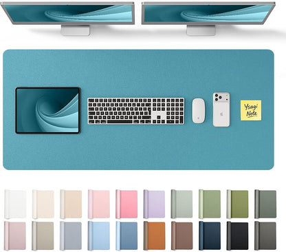 YSAGi Leather Desk Pad Protector, Office Desk Mat, Large Mouse Pad, Non-Slip PU Leather Desk Blotter, Laptop Desk Pad, Waterproof Desk Writing Pad for Office and Home (Turquoise,47" x 17")