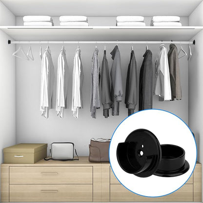 4pcs Closet Rod Holders, Plastic Closet Pole Sockets for 1-3/8" Rods Wardrobe Tube Support Bracket with Screws for Home Bathroom Curtain Clothing Store (Black)