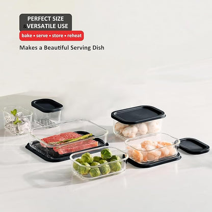EATEX 12 Pack Glass Meal Prep Containers with Grooved Base, 12 Stackable BPA Free Glass Storage Containers with Lids for Lunch, Pantry, and Kitchen - Microwave, Dishwasher Freezer & Oven Safe - Sage