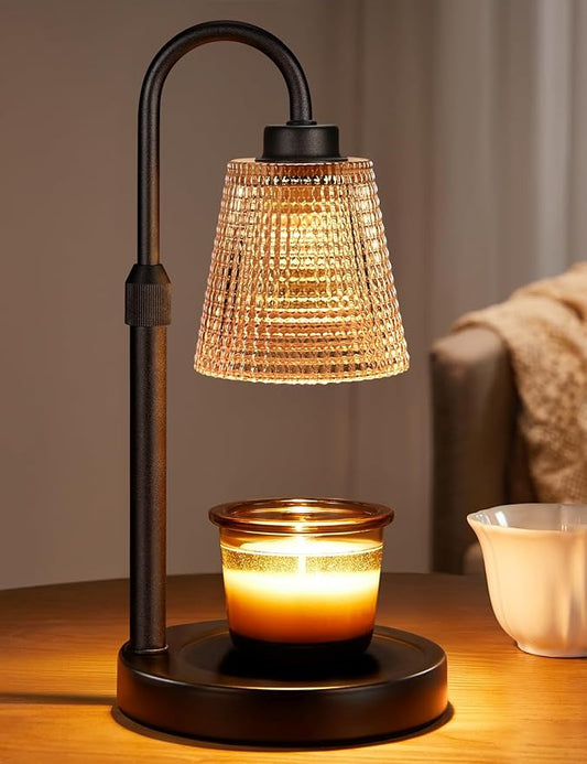 Innqoo Amber Candle Warmer Lamp with Timer, Dimmable Candle Warmer for Jar Candles, Height Adjustable Wax Melts Warmer, Birthday Gifts for Women Mom, House Warming Gifts New Home Decor