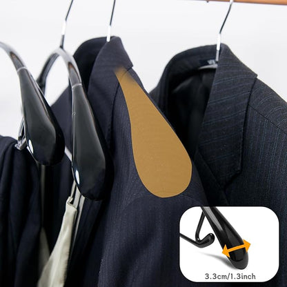 Nature Smile Non Slip PVC Coating Sweater Hangers,Dress Suit Coat Hangers,Wide Shoulder Bump Free Golf T Shirts Clothes Hangers (Black Color 10 Pack)