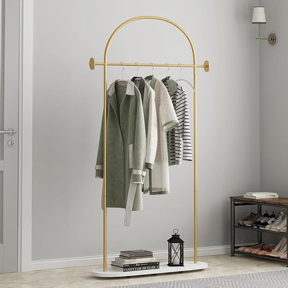 TIEOU Metal Gold Coat Rack, Freestanding Entryway Stand, Hat Coat Hanger, Small Clothing Rack, Modern
