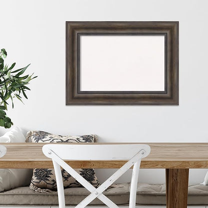 Amanti Art White Cork Board for Wall, 17x23 Vision Board with Brown Wood Frame, Small Corkboard Office Decor for Home Organization, Country Rustic Corkboard Pinboard to Display Items for Home
