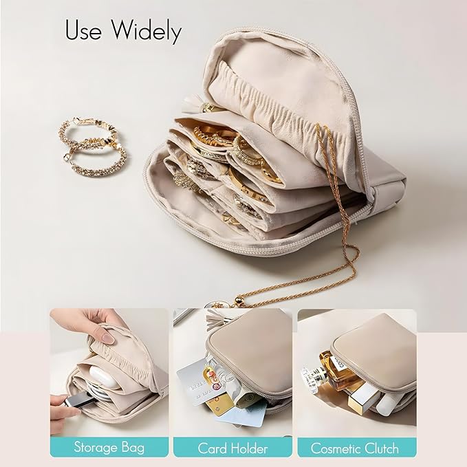 Travel Jewelry Case, Small High-End Large-Capacity Tassel Storage Bag Gifts for Women, Pouch Bags with Zipper, Velvet Jewelry Organizer Storage Bag for Bracelet Rings Earring (Royal Blue)