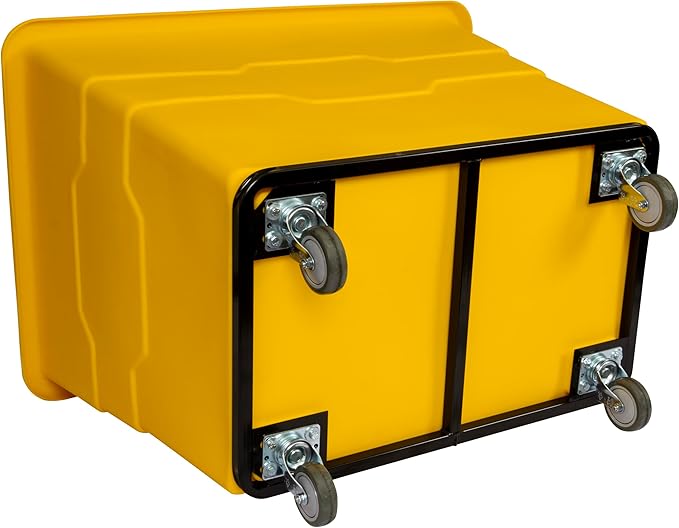 ReadySpace Commercial 16 Bushel Utility Cart with Steel Base, Poly Box Basket Truck, Laundry Cart, and Rolling Trash Bin, 47-Inch x 34.75-Inch x 35.5-Inch, 1000 Pound Weight Capacity, Yellow