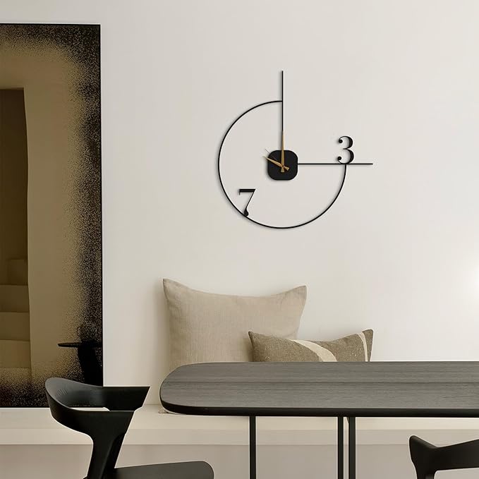 Minimalist Large Wall Clock 24-Inch – Black Metal, Silent Non-Ticking Quartz, Sleek Contemporary Design for Living Room, Entryway, Office