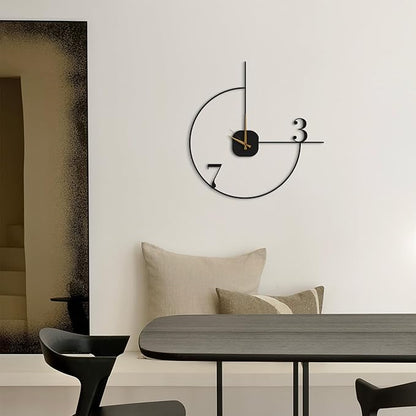 Minimalist Large Wall Clock 24-Inch – Black Metal, Silent Non-Ticking Quartz, Sleek Contemporary Design for Living Room, Entryway, Office