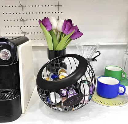 AIYICIII Coffee Pod Holder,K Cup Holders for Counter,Coffee Bar Accessories & Decor,Large Capacity Keurig K-cup Organizer, Nespresso Vertuo Station Organizer,Metal Pods Storage (Black)