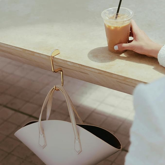 FLIP Bag Hook - Newly Redesigned. Portable Purse Hanger for Table with Magnetic Closure - Now Holds up to 50 lbs. Valentine's Gifts for Women (Gold)