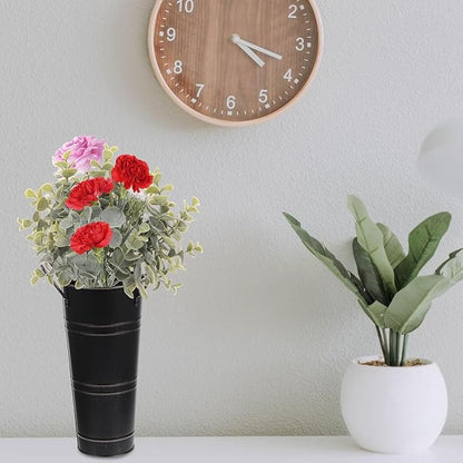 Metal Umbrella Stand Holder, Durable Freestanding Umbrella Rack Multi Functional Rustic Floral Bucket Floor Vase, Organizer for Entryway Porch Indoor Home Office (Black)