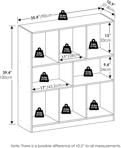 Furinno DALY Book Shelf, 8-Cube Bookshelf, Horizontal Cube Storage Organizer Bookcase, 10.9 x 35.4 x 39.4, for Living Room, Bedroom, Home Office, White