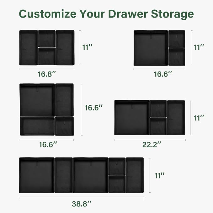 Kootek 16 Pack Drawer Organizer Clothes, Dresser Drawer Organizers for Clothing Fabric Foldable Closet Organizers and Storage Bins for Baby Clothes, Nursery, Underwear, Bras, Socks