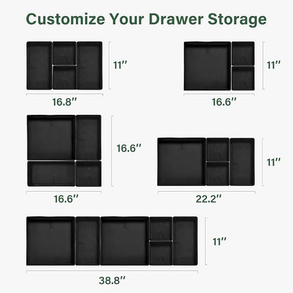 Kootek 16 Pack Drawer Organizer Clothes, Dresser Drawer Organizers for Clothing Fabric Foldable Closet Organizers and Storage Bins for Baby Clothes, Nursery, Underwear, Bras, Socks