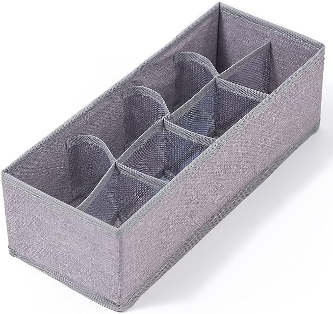 Qozary 3 Pack Sock Underwear Drawer Organizer Dividers, Collapsible Cabinet Closet Storage Boxes for Clothes, Socks, Lingerie, Underwear, Tie, Belt, Baby, Bedroom