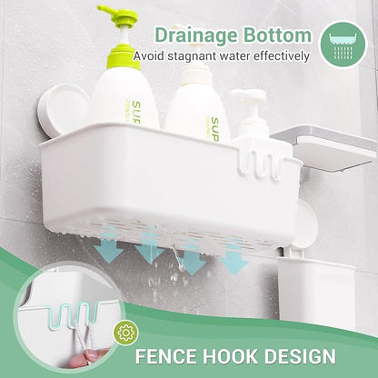 LUXEAR Suction Shower Caddy - 3 Pack NO-Drilling Organizer - 1S Installation Removable Powerful Waterproof Baskets for Bathroom & Kitchen