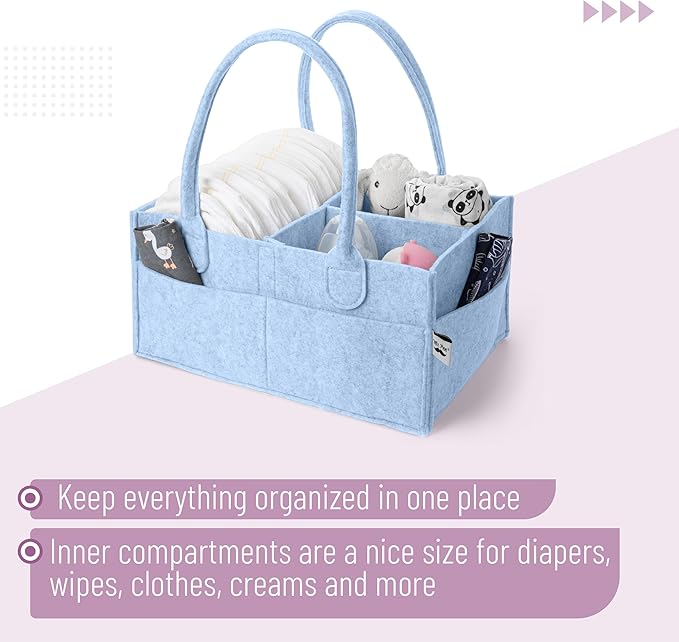 Mr. Pen- Baby Diaper Caddy Organizer, Sky Bliss, Nursery Storage Bin and Car Organizer for Diapers and Baby Wipes